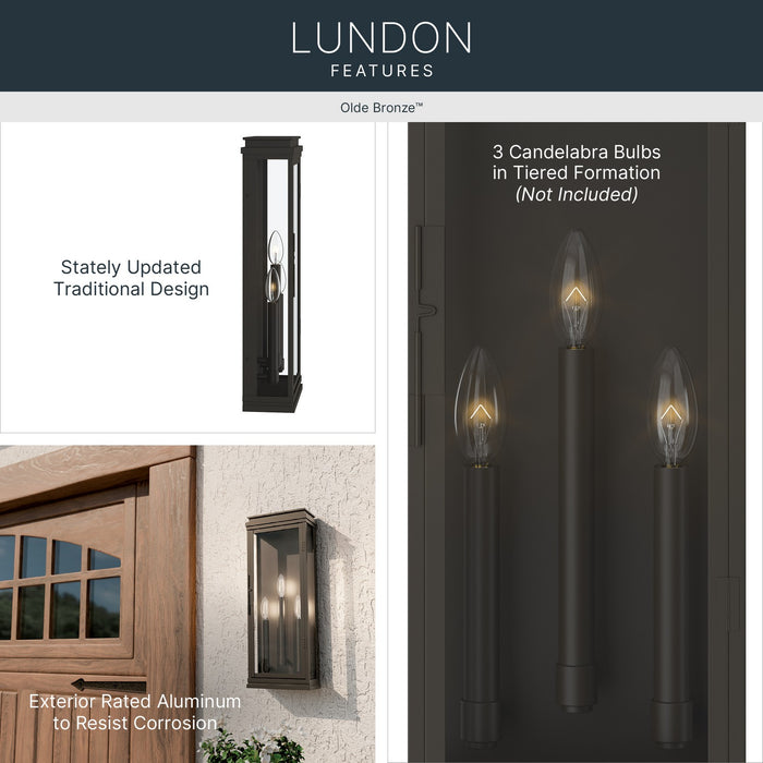 Myhouse Lighting Kichler - 59164OZ - Three Light Outdoor Wall Mount - Lundon - Olde Bronze