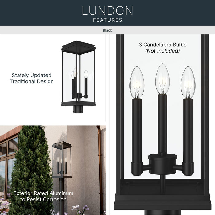 Myhouse Lighting Kichler - 59166BK - Three Light Outdoor Post Lantern - Lundon - Black