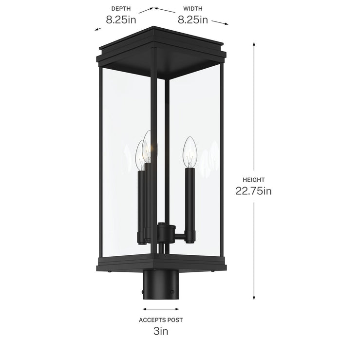 Myhouse Lighting Kichler - 59166BK - Three Light Outdoor Post Lantern - Lundon - Black