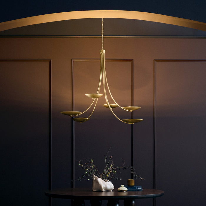 Myhouse Lighting Kichler - 52857LBR - Six Light Chandelier - Palmela - Lacquered Brass