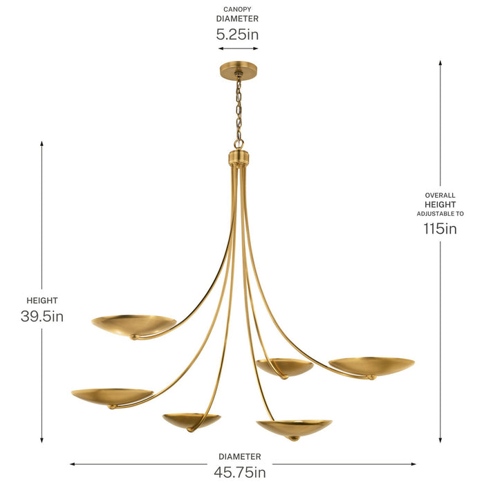 Myhouse Lighting Kichler - 52857LBR - Six Light Chandelier - Palmela - Lacquered Brass