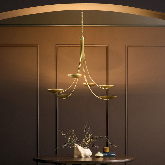 Myhouse Lighting Kichler - 52857LBR - Six Light Chandelier - Palmela - Lacquered Brass