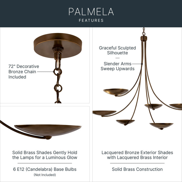 Myhouse Lighting Kichler - 52857LBRLBZ - Six Light Chandelier - Palmela - Lacquered Brass