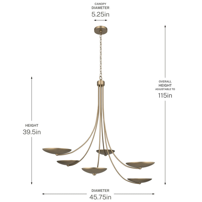 Myhouse Lighting Kichler - 52857CPZ - Six Light Chandelier - Palmela - Champagne Bronze