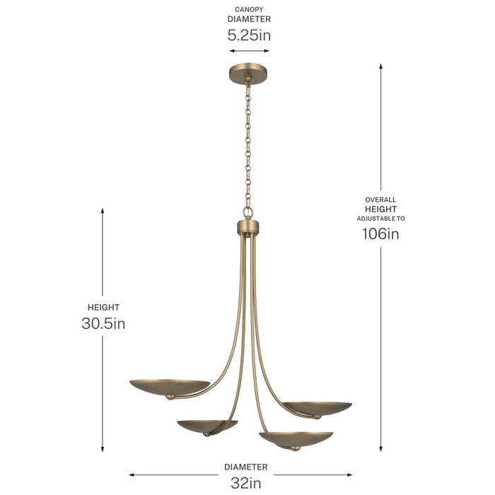 Myhouse Lighting Kichler - 52855CPZ - Four Light Chandelier - Palmela - Champagne Bronze
