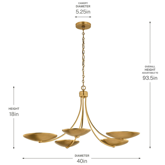 Myhouse Lighting Kichler - 52856LBR - Five Light Chandelier - Palmela - Lacquered Brass