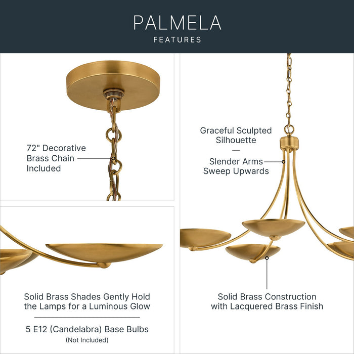 Myhouse Lighting Kichler - 52856LBR - Five Light Chandelier - Palmela - Lacquered Brass