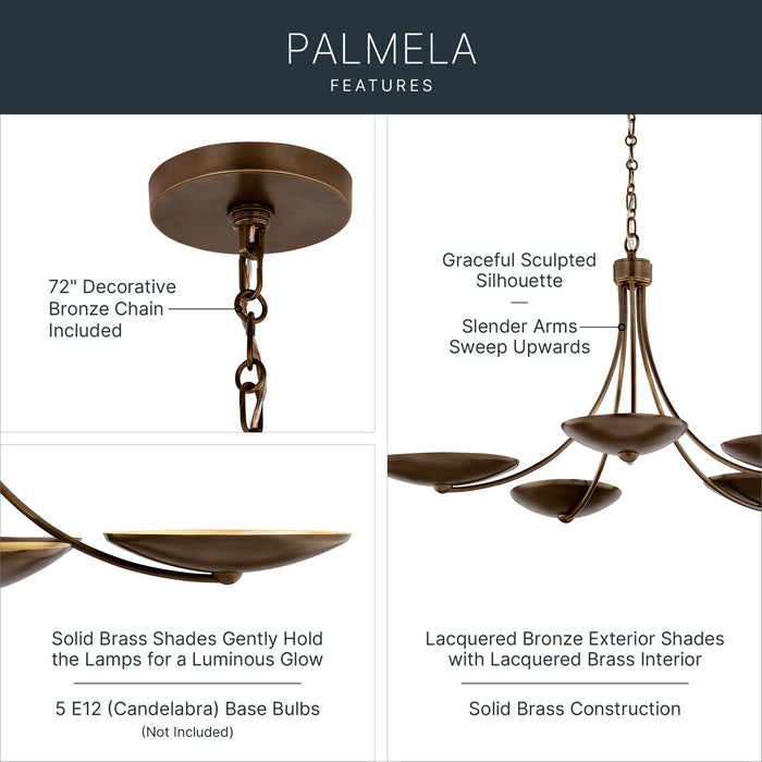 Myhouse Lighting Kichler - 52856LBRLBZ - Five Light Chandelier - Palmela - Lacquered Brass