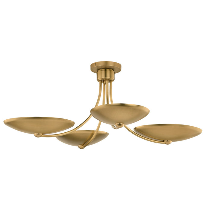 Myhouse Lighting Kichler - 52854LBR - Four Light Chandelier/Semi Flush - Palmela - Lacquered Brass
