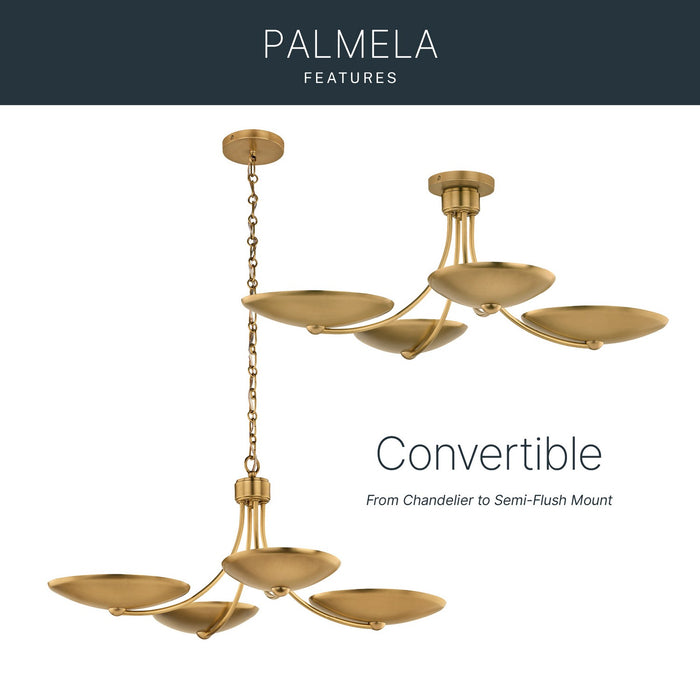 Myhouse Lighting Kichler - 52854LBR - Four Light Chandelier/Semi Flush - Palmela - Lacquered Brass