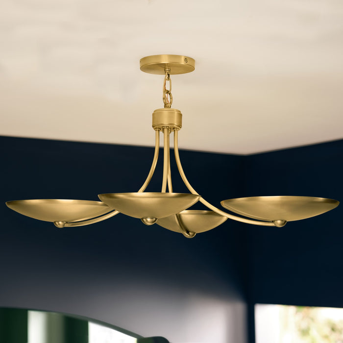 Myhouse Lighting Kichler - 52854LBR - Four Light Chandelier/Semi Flush - Palmela - Lacquered Brass
