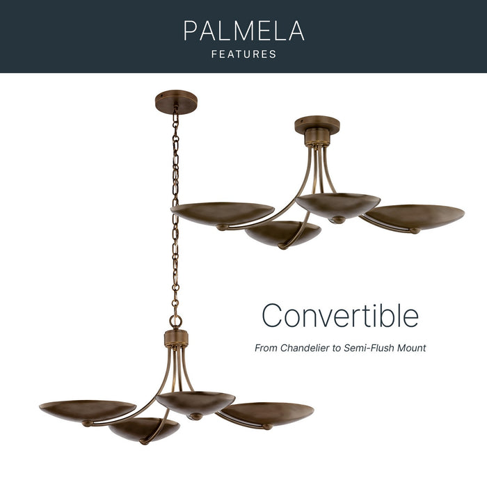 Myhouse Lighting Kichler - 52854LBRLBZ - Four Light Chandelier/Semi Flush - Palmela - Lacquered Brass