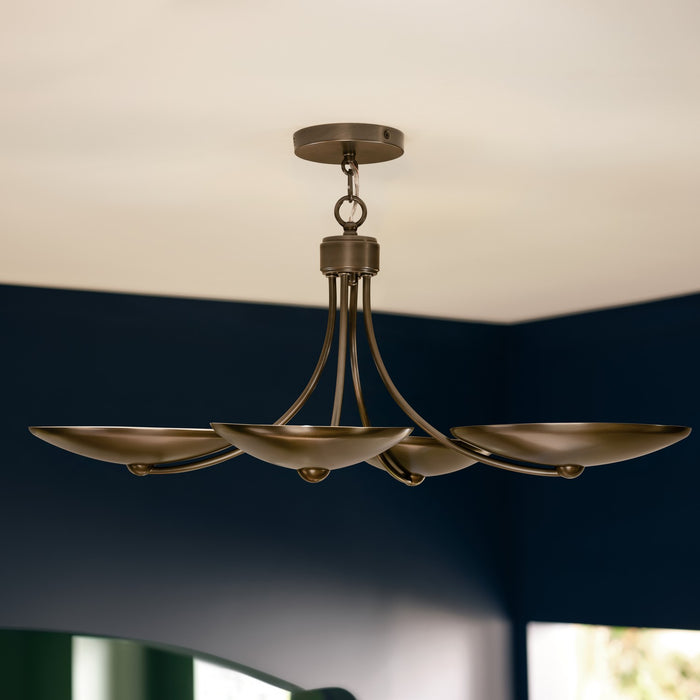 Myhouse Lighting Kichler - 52854LBRLBZ - Four Light Chandelier/Semi Flush - Palmela - Lacquered Brass