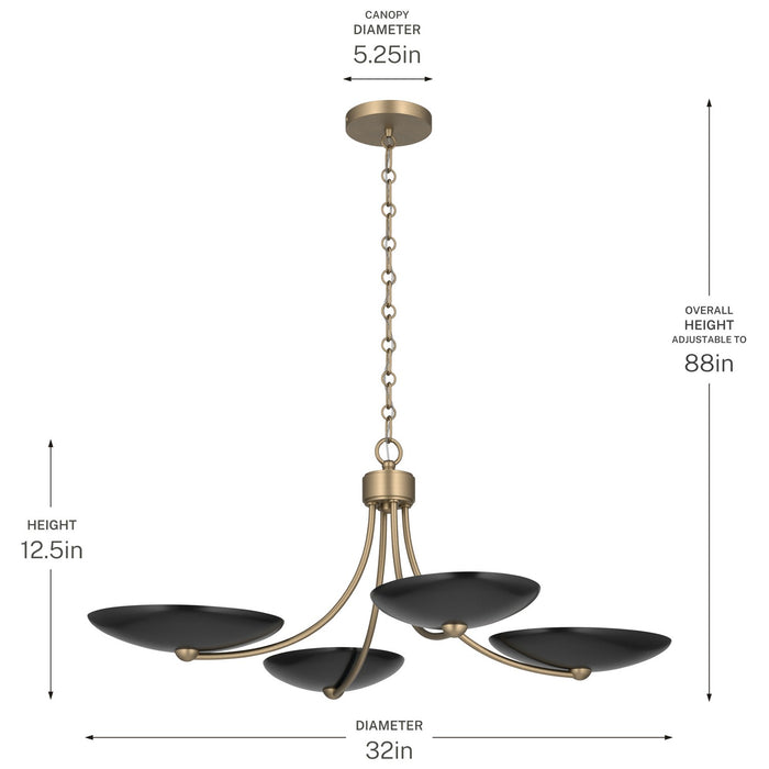 Myhouse Lighting Kichler - 52854CPZBK - Four Light Chandelier/Semi Flush - Palmela - Champagne Bronze