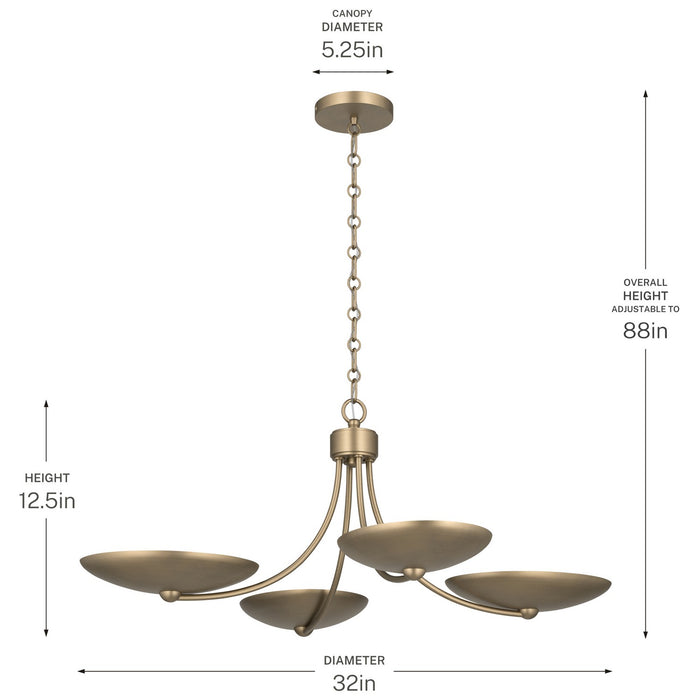 Myhouse Lighting Kichler - 52854CPZ - Four Light Chandelier/Semi Flush - Palmela - Champagne Bronze