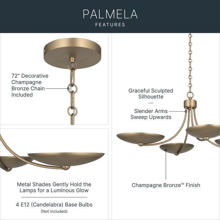 Myhouse Lighting Kichler - 52854CPZ - Four Light Chandelier/Semi Flush - Palmela - Champagne Bronze
