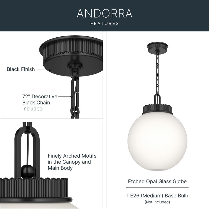 Myhouse Lighting Kichler - 52867BK - One Light Pendant - Andorra - Black