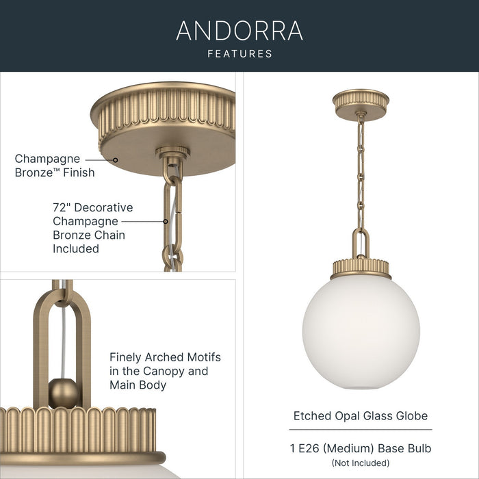 Myhouse Lighting Kichler - 52866CPZ - One Light Pendant - Andorra - Champagne Bronze