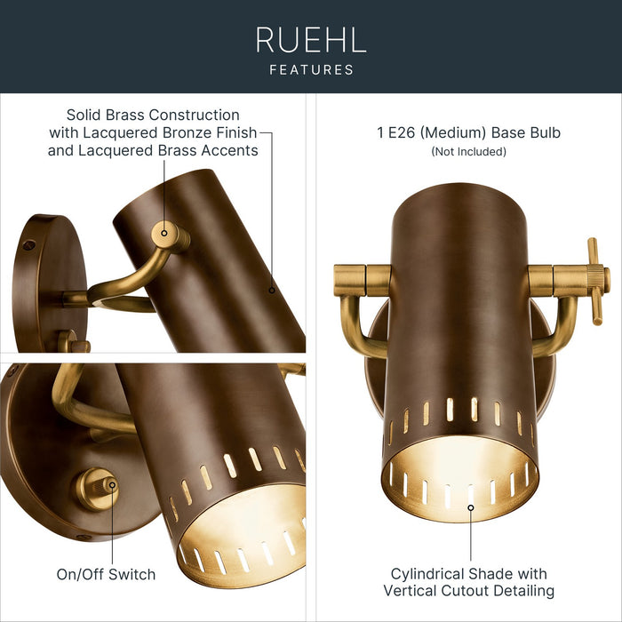 Myhouse Lighting Kichler - 52840LBZ - LED Wall Sconce - Ruehl - Lacquered Bronze