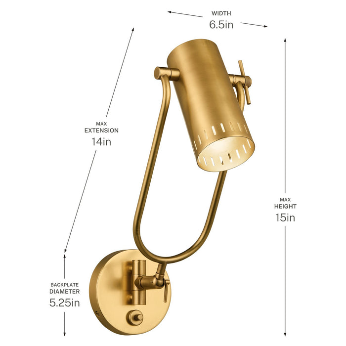 Myhouse Lighting Kichler - 52841LBR - LED Wall Sconce - Ruehl - Lacquered Brass