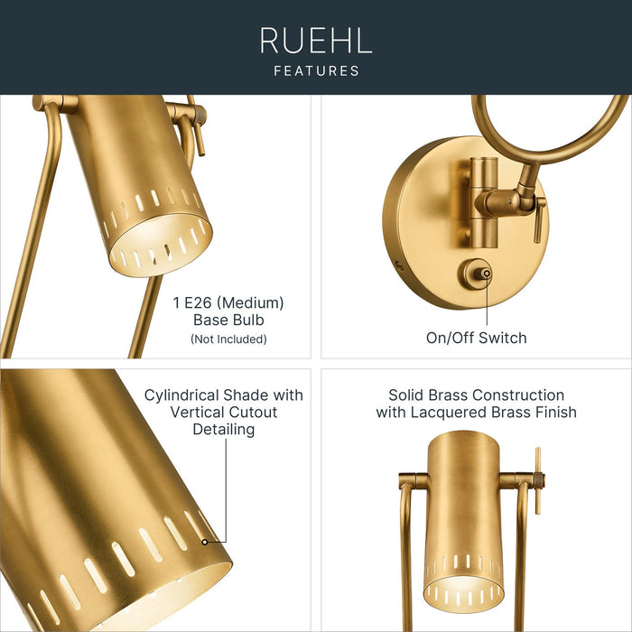 Myhouse Lighting Kichler - 52841LBR - LED Wall Sconce - Ruehl - Lacquered Brass