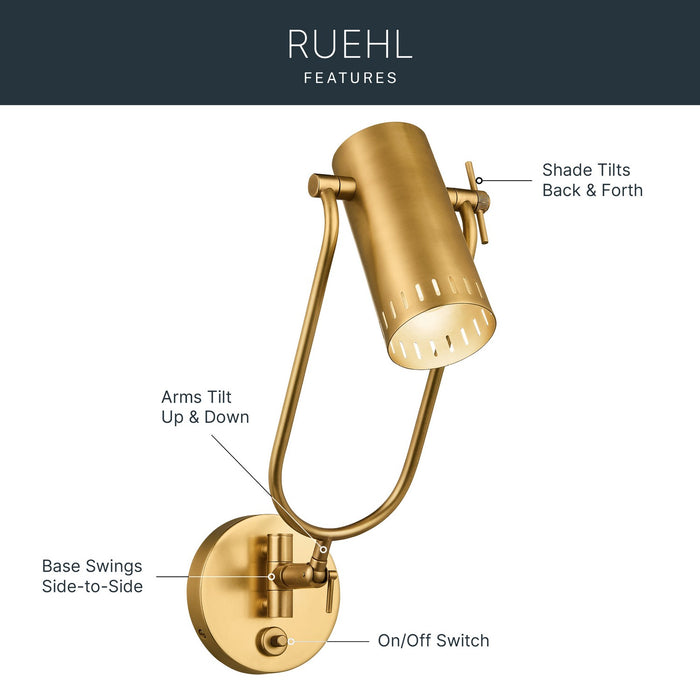 Myhouse Lighting Kichler - 52841LBR - LED Wall Sconce - Ruehl - Lacquered Brass