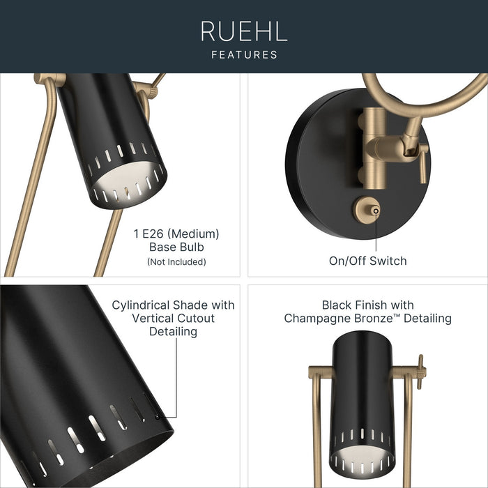 Myhouse Lighting Kichler - 52841BK - LED Wall Sconce - Ruehl - Black