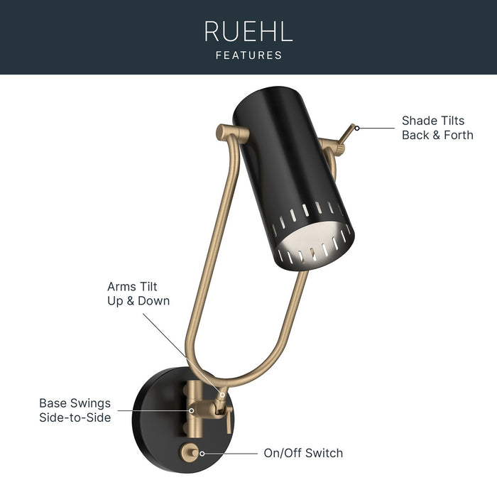 Myhouse Lighting Kichler - 52841BK - LED Wall Sconce - Ruehl - Black