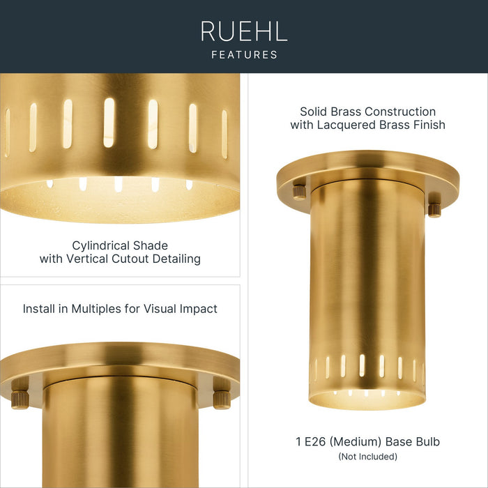 Myhouse Lighting Kichler - 52842LBR - LED Flush Mount - Ruehl - Lacquered Brass