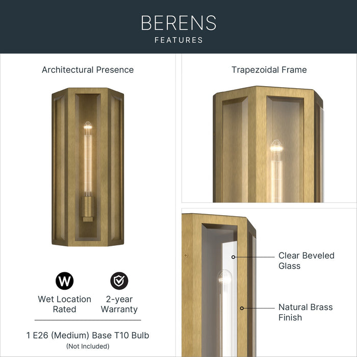 Myhouse Lighting Kichler - 59214NBR - One Light Outdoor Wall Mount - Berens - Natural Brass