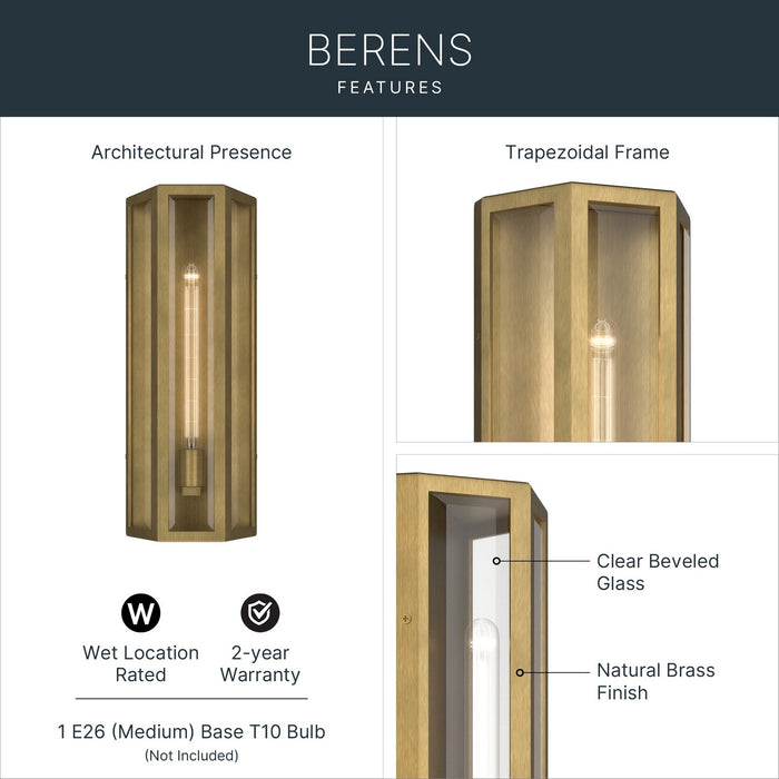 Myhouse Lighting Kichler - 59215NBR - One Light Outdoor Wall Mount - Berens - Natural Brass
