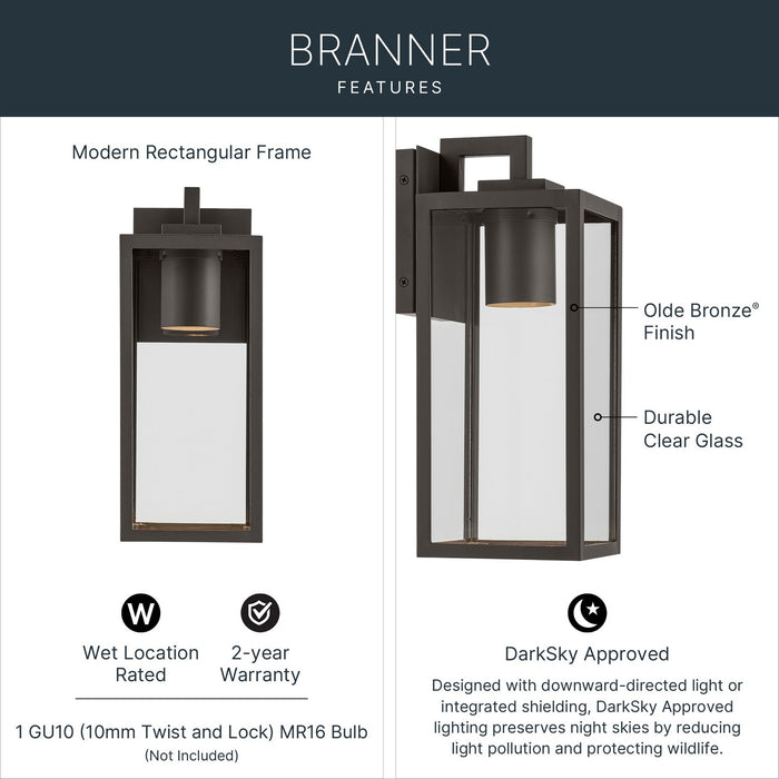 Myhouse Lighting Kichler - 59111OZDS - One Light Outdoor Wall Mount - Branner - Olde Bronze