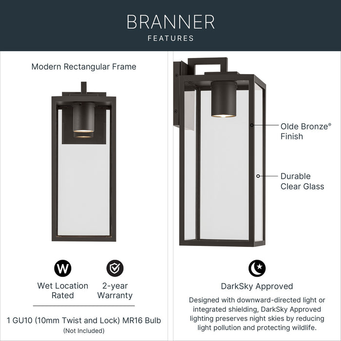 Myhouse Lighting Kichler - 59112OZDS - One Light Outdoor Wall Mount - Branner - Olde Bronze