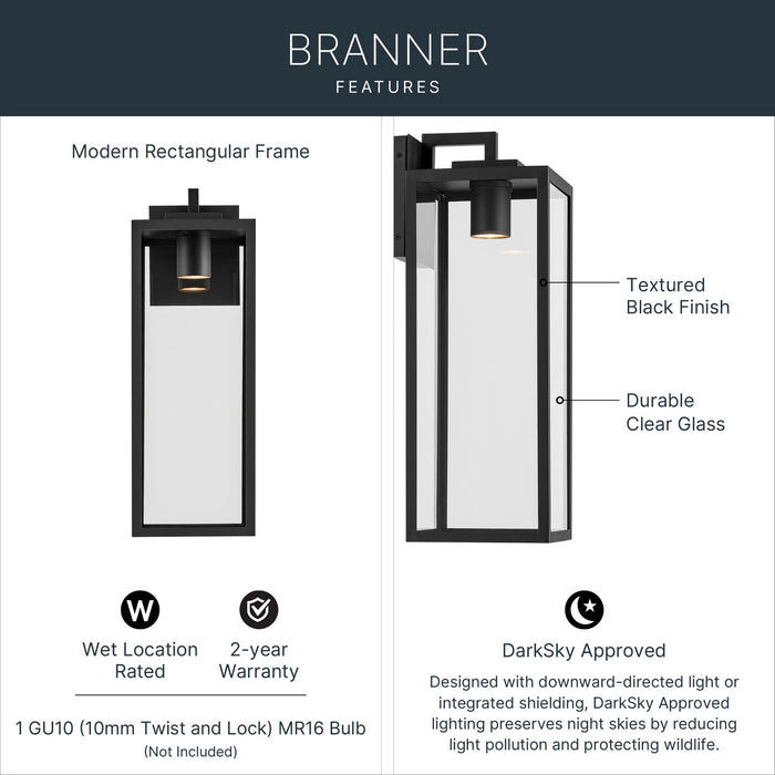 Myhouse Lighting Kichler - 59113BKTDS - One Light Outdoor Wall Mount - Branner - Textured Black