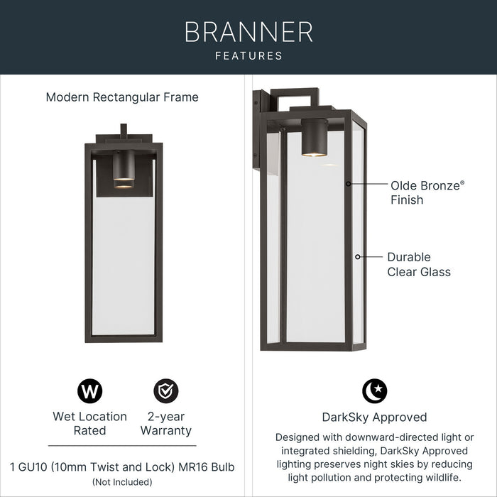 Myhouse Lighting Kichler - 59113OZDS - One Light Outdoor Wall Mount - Branner - Olde Bronze