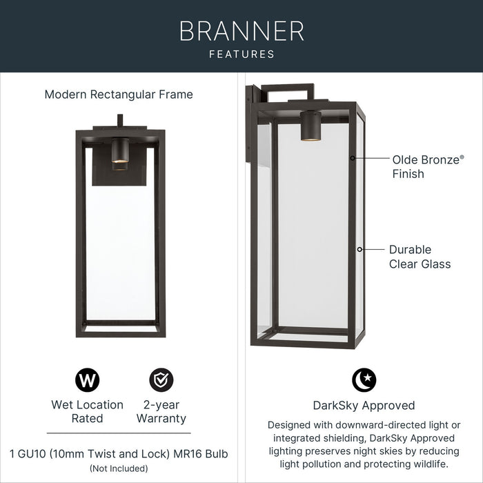 Myhouse Lighting Kichler - 59114OZDS - One Light Outdoor Wall Mount - Branner - Olde Bronze