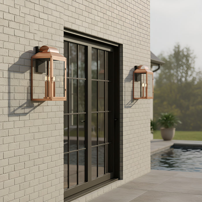 Myhouse Lighting Quoizel - BER8410AC - Three Light Outdoor Wall Lantern - Beryn - Aged Copper