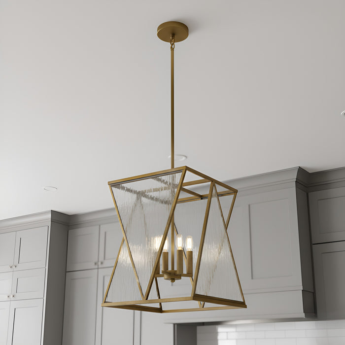 Myhouse Lighting Quoizel - CLO1814BWS - Four Light Pendant - Clovis - Brushed Weathered Brass