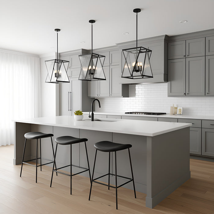 Myhouse Lighting Quoizel - CLO1814MBK - Four Light Pendant - Clovis - Matte Black