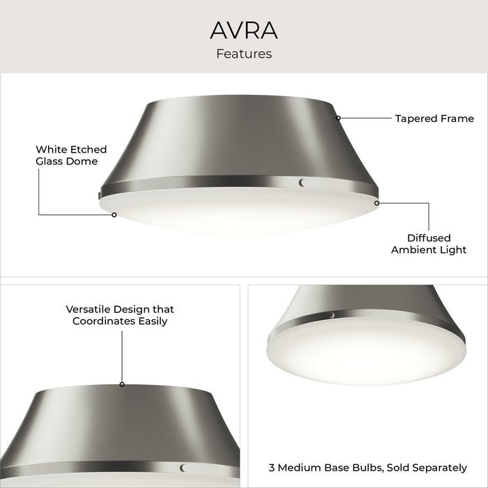 Myhouse Lighting Progress Lighting - P350306-009 - Three Light Flush Mount - Avra - Brushed Nickel