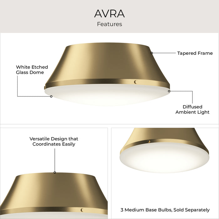 Myhouse Lighting Progress Lighting - P350306-191 - Three Light Flush Mount - Avra - Brushed Gold