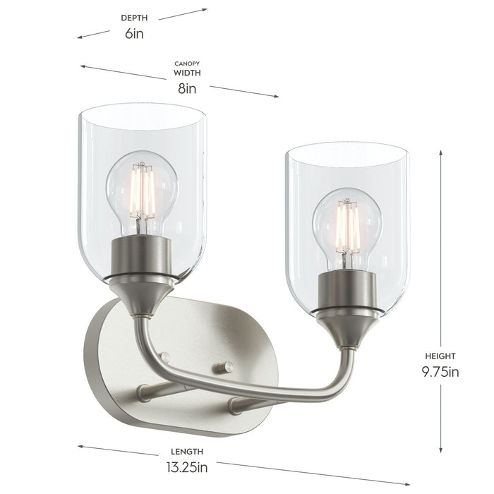 Myhouse Lighting Progress Lighting - P300572-009 - Two Light Bath Vanity - Ilia - Brushed Nickel