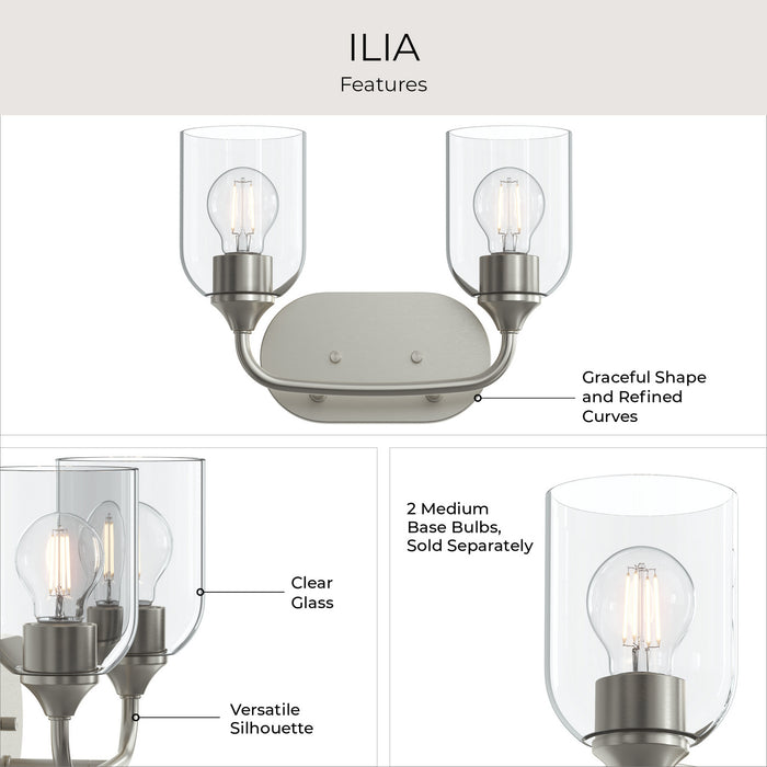 Myhouse Lighting Progress Lighting - P300572-009 - Two Light Bath Vanity - Ilia - Brushed Nickel