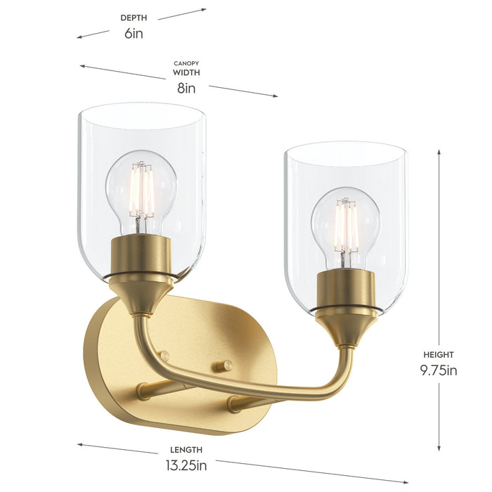 Myhouse Lighting Progress Lighting - P300572-191 - Two Light Bath Vanity - Ilia - Brushed Gold