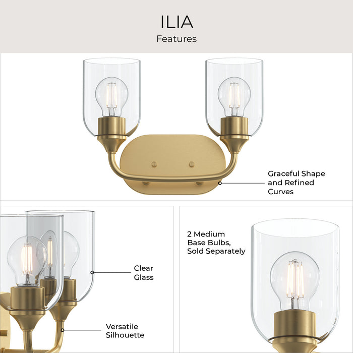 Myhouse Lighting Progress Lighting - P300572-191 - Two Light Bath Vanity - Ilia - Brushed Gold