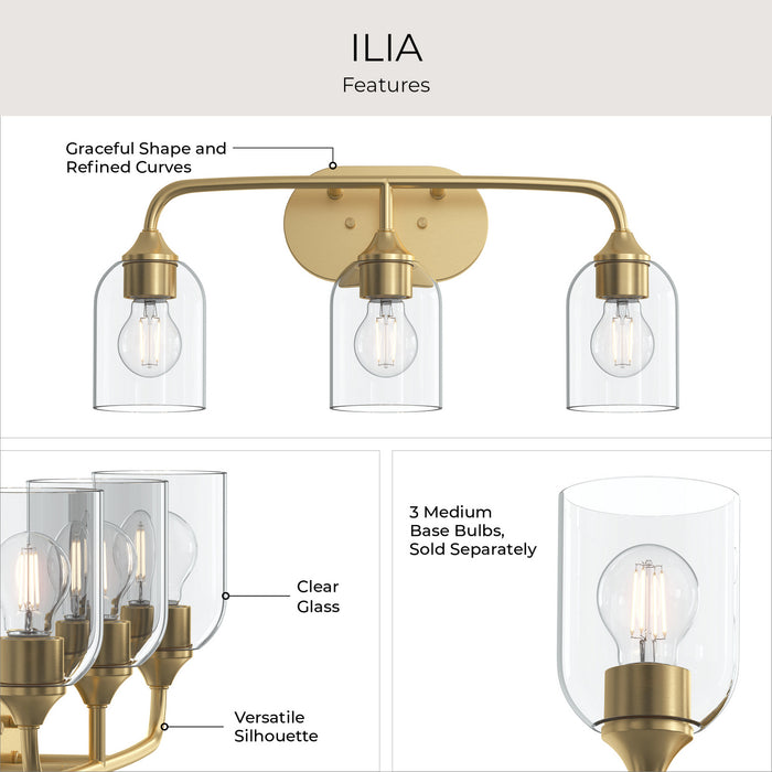 Myhouse Lighting Progress Lighting - P300573-191 - Three Light Bath Vanity - Ilia - Brushed Gold