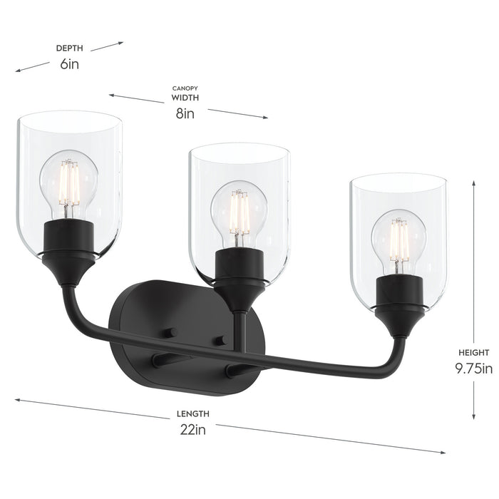 Myhouse Lighting Progress Lighting - P300573-31M - Three Light Bath Vanity - Ilia - Matte Black