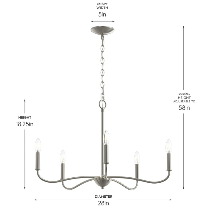 Myhouse Lighting Progress Lighting - P400462-009 - Five Light Chandelier - Ilia - Brushed Nickel