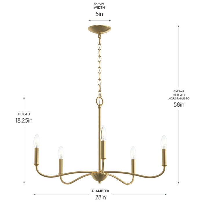 Myhouse Lighting Progress Lighting - P400462-191 - Five Light Chandelier - Ilia - Brushed Gold
