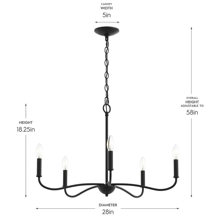 Myhouse Lighting Progress Lighting - P400462-31M - Five Light Chandelier - Ilia - Matte Black